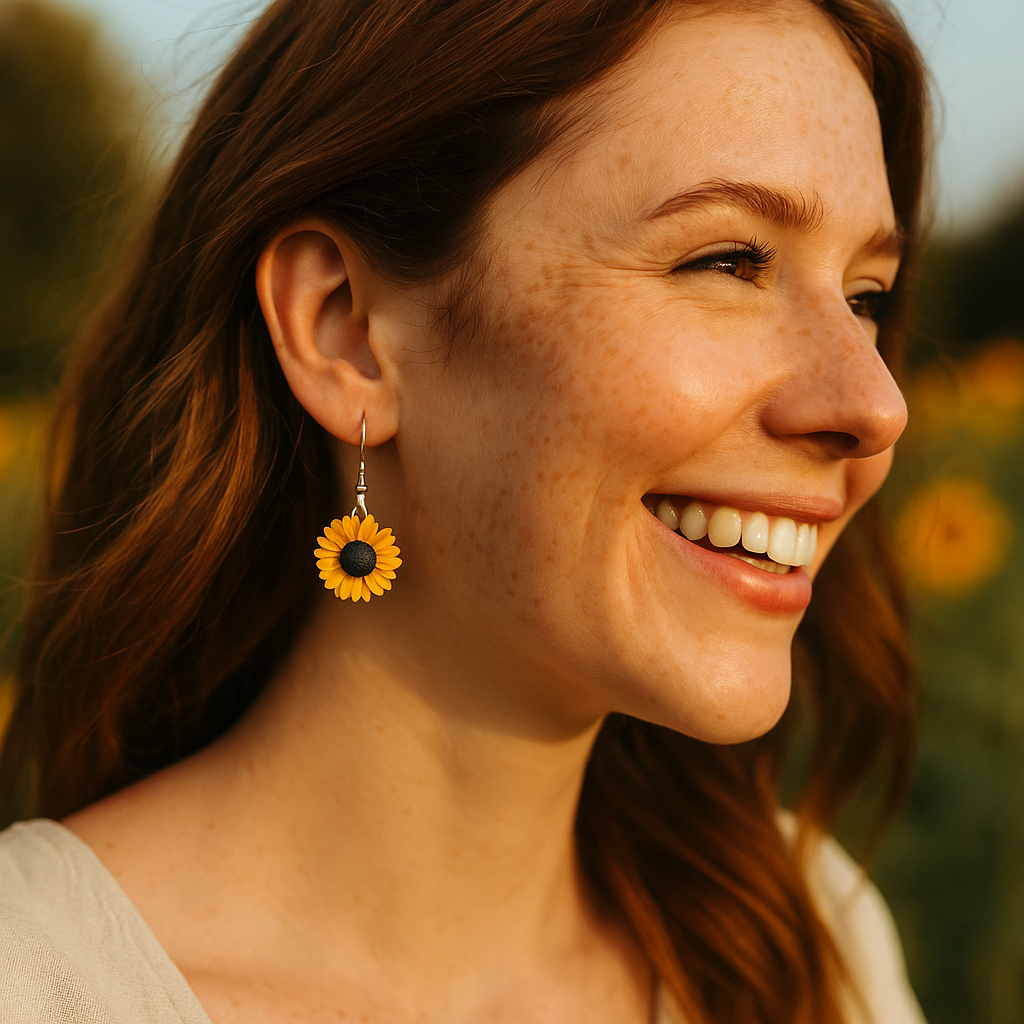 Sunflower Drops | Floral Earrings | Nature Earrings: 18mm